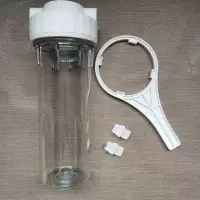 家用自来水pp棉净水器透明前置过滤器10寸厨房单级净水机滤瓶滤芯|10寸滤瓶+4变3+扳手4分滤瓶