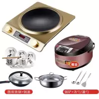 凹面电磁炉特价 家用智能大功率火锅电池炉爆炒菜3500w|金色3500W套餐四+五升+瓷碗套
