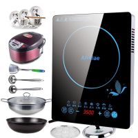 多功能电磁炉3500w电池炉炒锅灶家用爆炒火锅防水商用电磁炉|MC不锈钢套餐三+瓷碗+5升饭煲