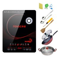 3500w大功率电磁炉家用商用爆炒火锅触摸防水套装炉灶|3500W不锈钢壳套餐七