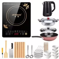 电磁炉2200w小型家用多功能火锅炒菜套装定时预约锅一体|套餐十八