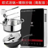 电磁炉家用大功率3000w爆炒多功能电池炉智能触屏电磁灶特价|3000W欧式汤锅+精铁炒锅(高配版