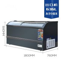 柜冰激凌柜卧式商超展示柜透明圆弧门冷冻柜速冻柜小型冷柜|636升出口型1.8米长