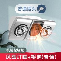 壁挂式浴霸两灯泡取暖挂墙灯暖风挂壁卫生间浴室免打孔|奢华银面板 双暖+白泡+按键开关+普通插头