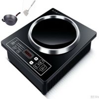 商用电磁炉家用凹面饭店用大功率爆炒凹型酒店火锅店3500w|黑色款电磁炉+炒锅+菜铲