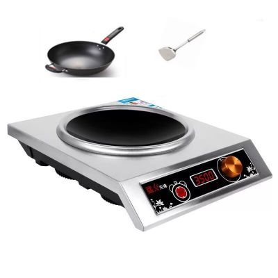 商用电磁炉3500w-4200w大功率煲汤炉家用特价火锅5000w爆炒灶|3500W凹不锈钢电磁炉旋钮款+炒锅