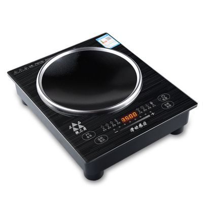 铁三角3500w凹面电磁炉家用炒菜炉火锅炉智|凹面经典黑3500W电磁炉-3年换新 电磁炉+炒锅锅铲盖+汤锅汤漏勺套餐4