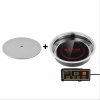 小鸭商用火锅电磁炉大功率嵌入式圆形线控触摸酒店火锅店专用环保|按键款+下沉钢圈+盖子 328MM/3000W