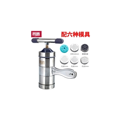 小型面条机家用手动 手摇手拧压面机挤面不锈钢饸饹机|6模具