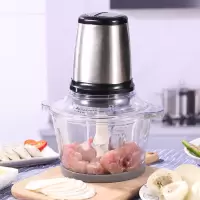 电动绞肉机料理机多功能家用小型绞碎机绞菜打馅绞辣椒蒜蓉辅食器|2升钢机头+玻璃杯+一副刀