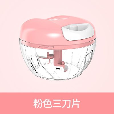 绞肉机家用手动绞菜饺子馅搅拌机碎菜机手摇小型料理机切辣椒神器|粉色经典款 图片色