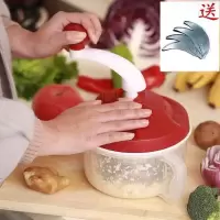 家用手动绞肉机 多功能饺子馅搅拌机小型碎肉切辣椒碎菜器捣蒜器|红色经典1.5L+一组刀片