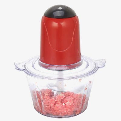 厨房电动绞肉机家用多功能绞菜器料理机蒜蓉机碎姜打蒜机搅拌机|红色(2升容量) 一副精钢刀
