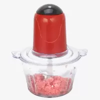 厨房电动绞肉机家用多功能绞菜器料理机蒜蓉机碎姜打蒜机搅拌机|红色(2升容量) 两幅精钢刀