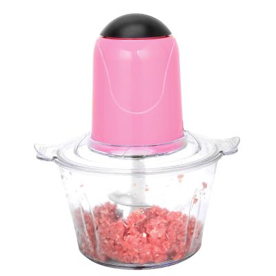 厨房电动绞肉机家用多功能绞菜器料理机蒜蓉机碎姜打蒜机搅拌机|粉色(2升容量) 三副精钢刀