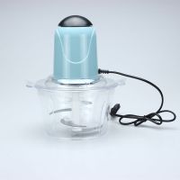 厨房电动绞肉机家用多功能绞菜器料理机蒜蓉机碎姜打蒜机搅拌机|蓝色(2升容量) 三副精钢刀