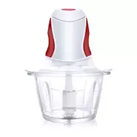 厨房电动绞肉机家用多功能绞菜器料理机蒜蓉机碎姜打蒜机搅拌机|白红色玻璃碗(1.5升) 一副精钢刀