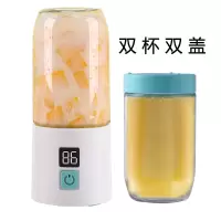 便携式榨汁机迷你充电型全自动学生宿舍水果蔬玻璃小型搅拌杯|气质蓝双杯双盖厂家直销送杯刷 6叶刀头大动力常规款