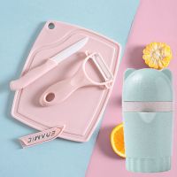 手动榨汁机家用榨汁器宝宝水果挤压汁器迷你炸果汁机榨橙子柠檬|蓝色-萌耳朵手动榨汁+陶瓷三件套YD