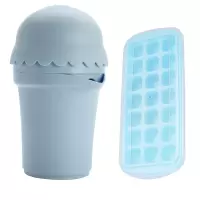 手动榨汁机水果橙汁挤压器家用便携迷你橙子榨果汁杯柠檬汁榨汁器|榨汁器+21格冰格蓝色两件套