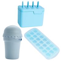 手动榨汁机水果橙汁挤压器家用便携迷你橙子榨果汁杯柠檬汁榨汁器|榨汁器+冰棍盒+21冰格蓝三件套