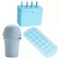 手动榨汁机水果橙汁挤压器家用便携迷你橙子榨果汁杯柠檬汁榨汁器|榨汁器+冰棍盒+21冰格蓝三件套