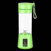 充电式榨汁机家用迷你便携式豆浆果汁杯多功能炸水果蔬菜小型电动|绿色 6叶刀塑料杯身（双电机动力）+备用杯