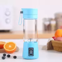 便携式榨汁机家用小型水果榨汁杯学生迷你果汁杯电动果汁机炸果机|天空蓝 两刀塑料款(不推荐不送礼)