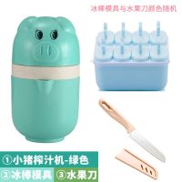 手动榨汁机家用便携式压汁器迷你学生网红小型榨汁杯|多能榨汁机-绿色+水果刀+8格冰棒