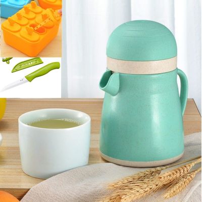 两用多功能手动榨汁机迷你便携式果汁机家用水果西瓜橙子榨汁杯|企鹅榨汁机绿色+利瓷水果切+棒冰模方
