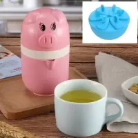 多功能家用迷你手动榨汁机压榨机果汁橙汁器便捷|萌猪-粉色+棒冰模具圆形