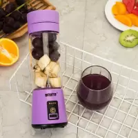 便携式榨汁杯榨汁机料理机果汁机豆浆机迷你多功能家用果汁机便携|紫色 六叶塑料杯(小动力普通款)
