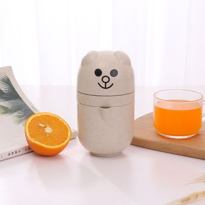 橙汁榨汁机手动压橙子器简易迷你炸果汁杯小型家用水果柠檬榨汁器|小熊（两用款）北欧米白色
