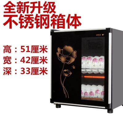 新款消毒柜家用小型迷你单门不锈钢消毒碗柜商用立式双门厨房碗柜|不锈钢金花68L-送接水盘筷子架