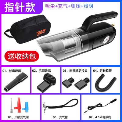 车载吸尘器充气泵车用大功率汽车用品120w打气泵|黑 [智能数显]充气+吸尘器/测压/照明