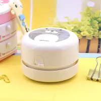 迷你吸尘器桌面清洁器轻松吸入纸屑吸力强学生铅笔橡皮屑|小猫图案吸尘器(白色)