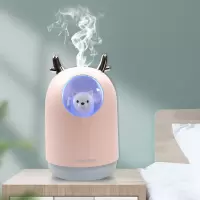 加湿器家用卧室办公室静音迷你可爱便携式usb办公室车载大容量|[新款小鹿]粉色 加湿器+led小灯+送数据线