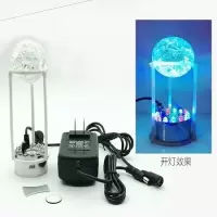 鱼缸雾化头超声波盆景造雾器假山出雾器加湿器烟雾造景|单头大雾12彩灯(锌合金) 电源+雾化头+荷花+支架+雾化片