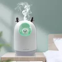加湿器家用卧室办公室静音迷你可爱便携式usb办公室车载大容量|[新款小鹿]白色 加湿器+led小灯+送数据线