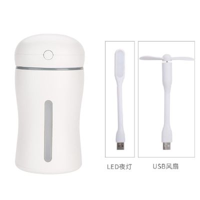 usb迷你加湿器创意煤气罐香薰空气净化保湿补水防干燥送灯扇|初心-白色[送小米灯+扇]