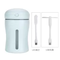 usb迷你加湿器创意煤气罐香薰空气净化保湿补水防干燥送灯扇|初心-蓝色【送小米灯+扇】