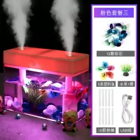 大喷雾卧室家用空气加湿器双喷头usb夜灯香薰机静音孕妇婴儿补水|粉色套餐三（双喷头1L）
