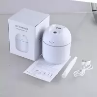新品加湿器小型带七彩氛围灯大喷雾防干烧可 外接usb灯风扇5v输出|冰川白 加湿器+【5棉棒+小风扇+小夜灯】