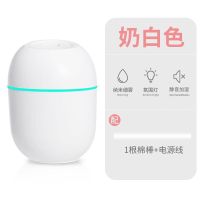 usb加湿器家用卧室办公车载香薰精油学生大雾量喷雾静音清新可|标准版[插电款]白色 配5根棉棒+电源线
