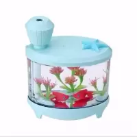 鱼缸灯小型加湿器家用静音卧室孕妇婴儿usb便携式办公室超大喷雾|青色+棉棒3支