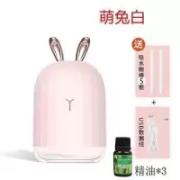 抖音网红麋鹿加湿器小型迷你usb萌鹿静音卧室香薰机|粉兔豪华套装(三瓶精油加五根棉棒