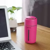 可充电加湿器家用迷你卧室静音大容量车载空气净化恒湿喷雾香薰机|玫瑰红 单机[不带精油棉棒]