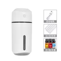 七彩灯车载香薰加湿器桌面可充电家用卧室空气净化器静音大喷雾器|皓月白 [插电款]送5支棉棒+3瓶香薰