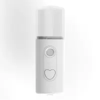 面部补水仪纳米喷雾器检测皮肤水分充电加湿器冷喷蒸脸器少女学生|爱心迷你白30mL强雾喷矿泉水牛奶