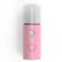 面部补水仪纳米喷雾器检测皮肤水分充电加湿器冷喷蒸脸器少女学生|爱心迷你粉30mL强雾喷矿泉水牛奶